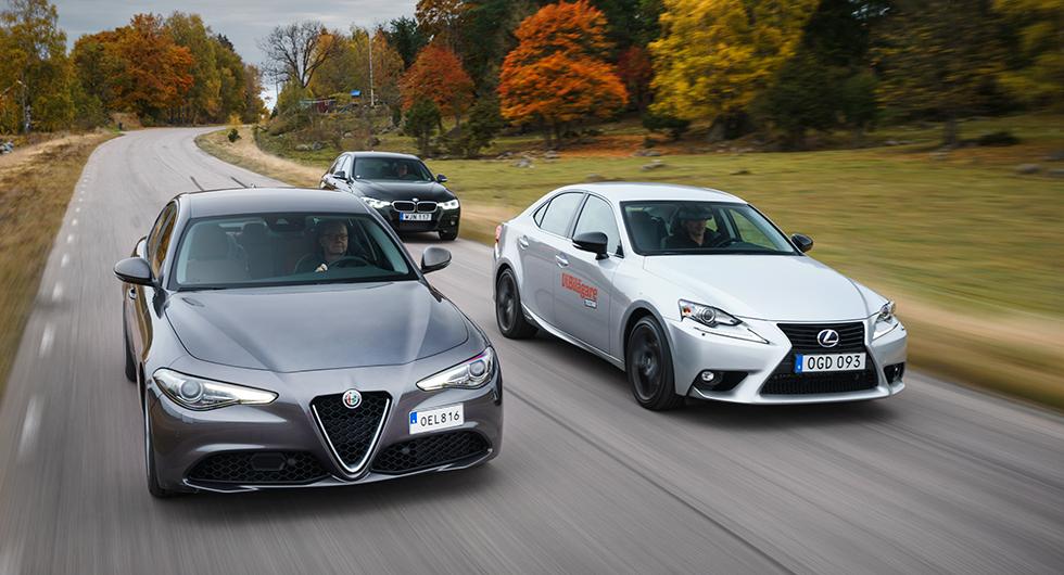 Ljustest: Alfa Romeo Giulia, BMW 320d, Lexus IS 300h