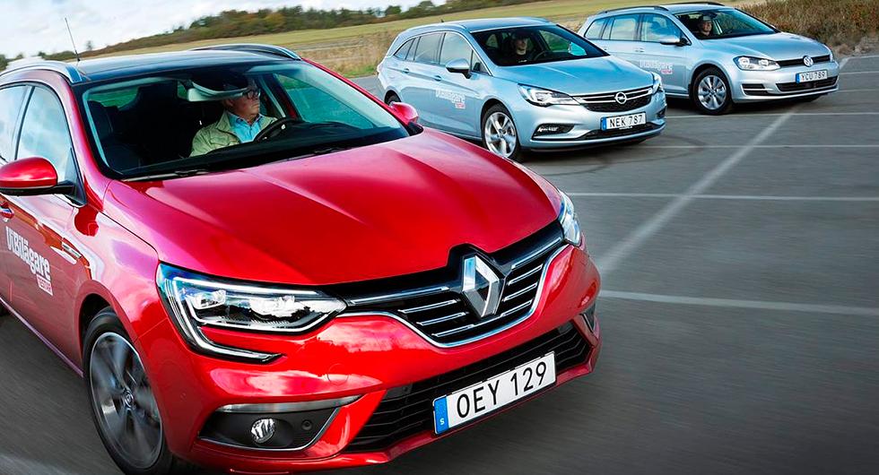 Ljustest: Opel Astra Sports Tourer, Renault Mégane Sports Tourer, Volkswagen Golf SportsCombi (2016)