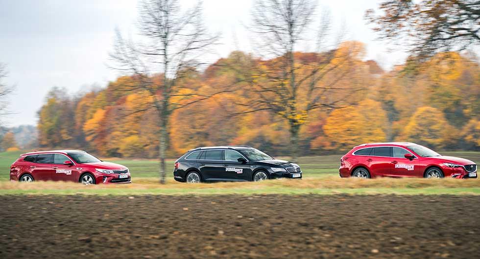 Ljustest: Kia Optima Sportswagon, Mazda 6 Wagon, Skoda Superb Combi (2016)