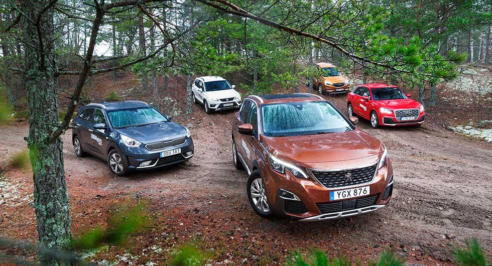 Ljustest: Audi Q2, Kia Niro, Opel Mokka, Peugeot 3008, Seat Ateca (2017)