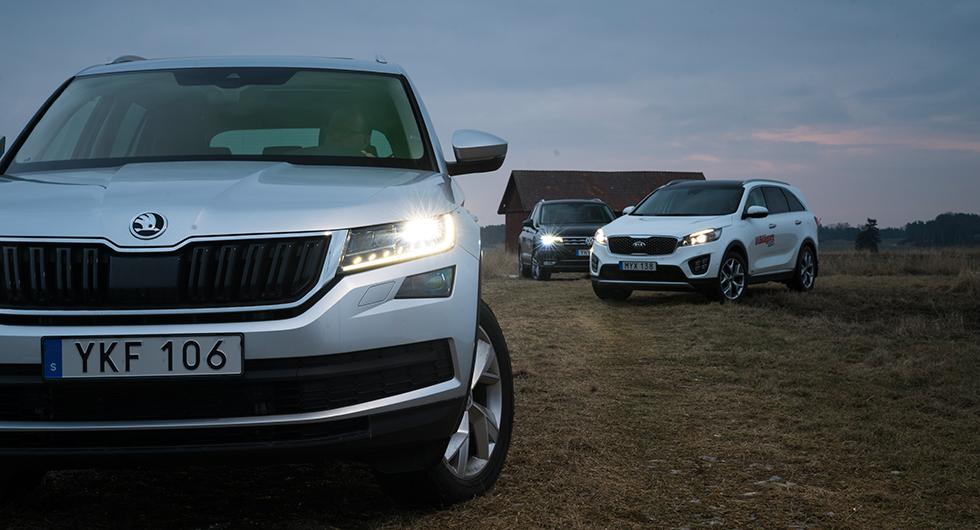Ljustest: Skoda Kodiaq, Kia Sorento, Volkswagen Tiguan (2017)