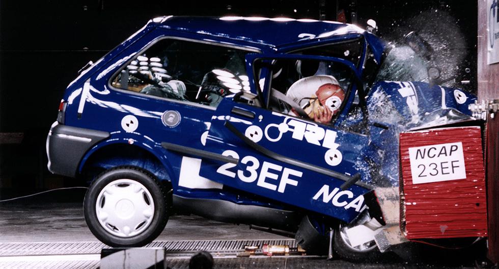Rover 100 fick bara en stjärna i Euro NCAP:s första testomgång för 20 år sedan.