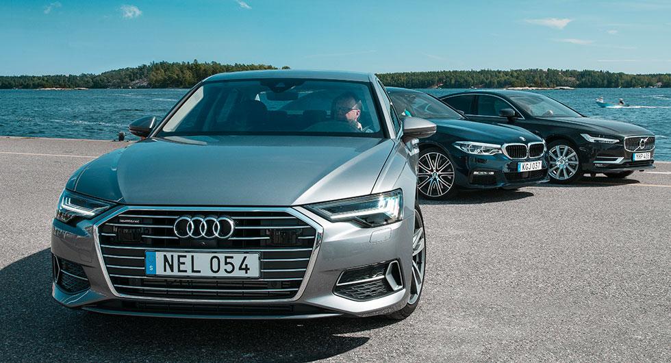 Ljustest: Audi A6, BMW 5-serie, Volvo S90 (2018)