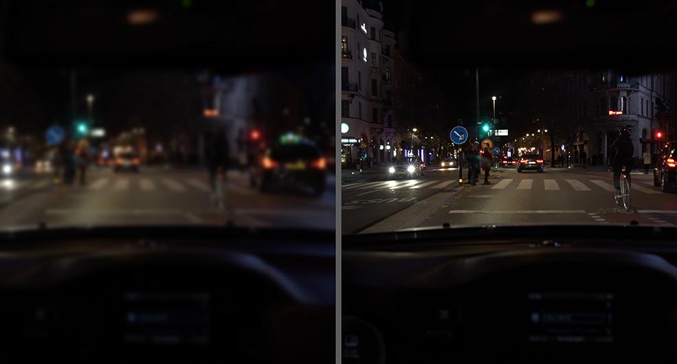 1 av 6 ser suddigt framför motorhuven