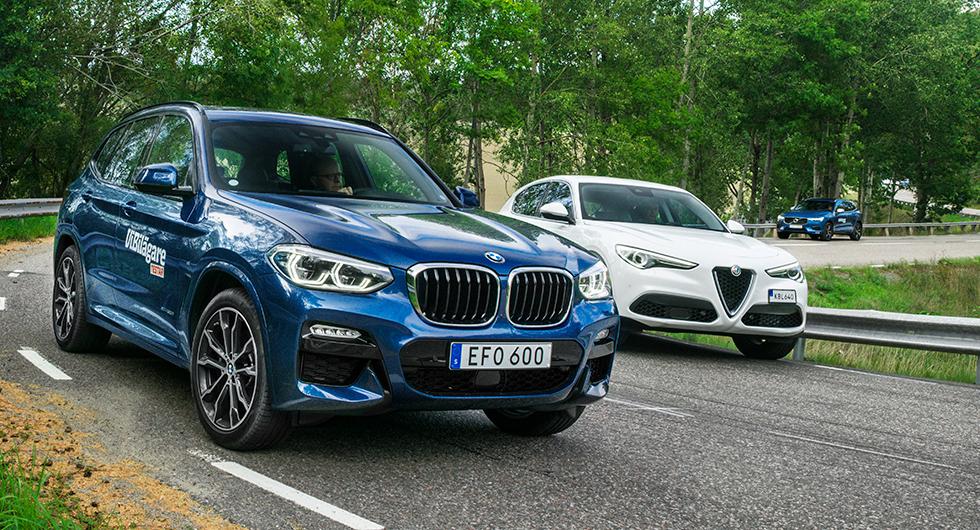 Ljustest: Alfa Romeo Stelvio, BMW X3, Volvo XC60 (2018)