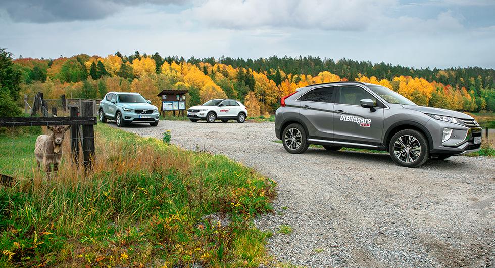 Ljustest: Mitsubishi Eclipse Cross, Volkswagen T-Roc, Volvo XC40 (2018)