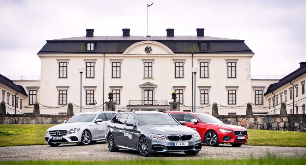 Ljustest: BMW 5-serie, Mercedes E-klass och Volvo V90 (2017)