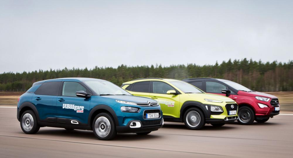Testvärden: Citroën C4 Cactus, Ford EcoSport och Hyundai Kona (2018)