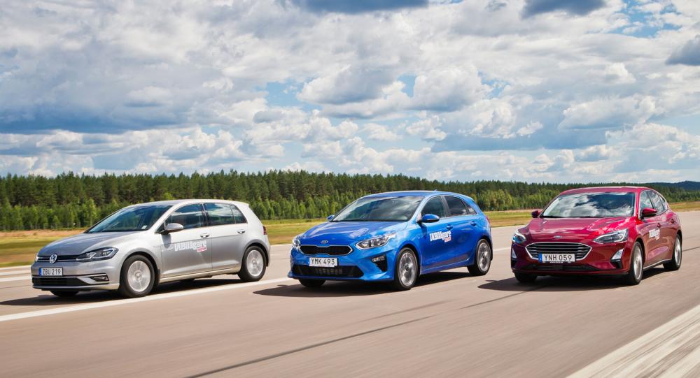 Ljustest: Volkswagen Golf, Ford Focus och Kia Cee'd (2018)