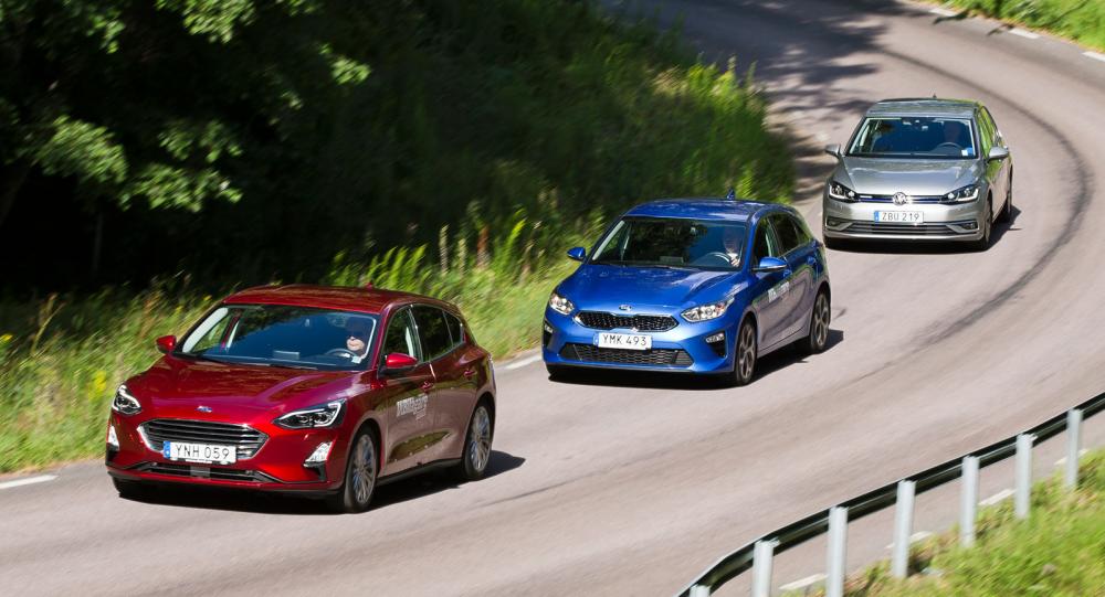 Test: Volkswagen Golf, Ford Focus och Kia Cee'd (2018)