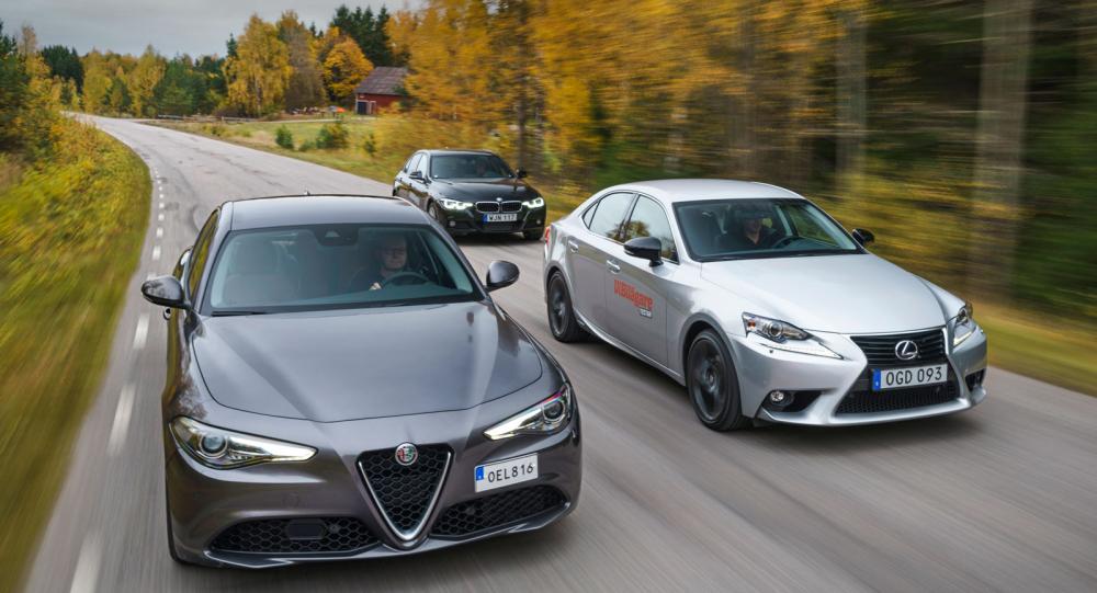 Ljustest Alfa Romeo Giulia, BMW 3serie och Lexus IS