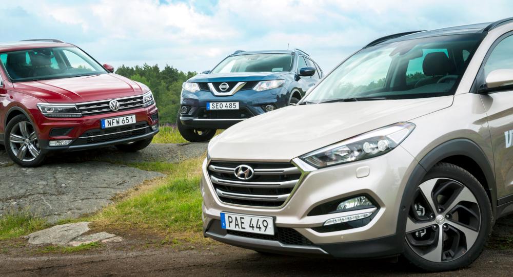 Testvärden: Hyundai Tucson, Nissan X-Trail och Volkswagen Tiguan (2016)