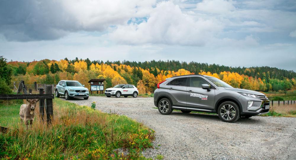 Testvärden: Volvo XC40, Volkswagen T-Roc, Mitsubishi Eclipse Cross