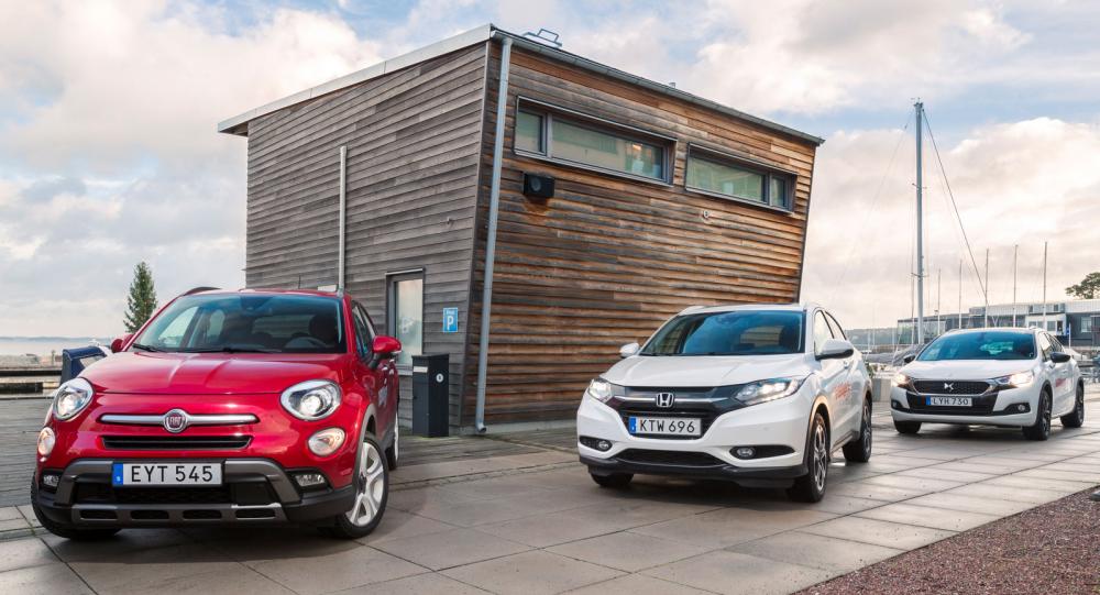 Testvärden: DS 4 Crossback, Fiat 500X Cross Plus, Honda HR-V (2016)