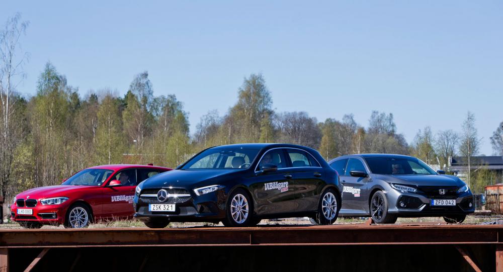 Testvärden: Mercedes A-klass, BMW 1-serie och Honda Civic (2018)