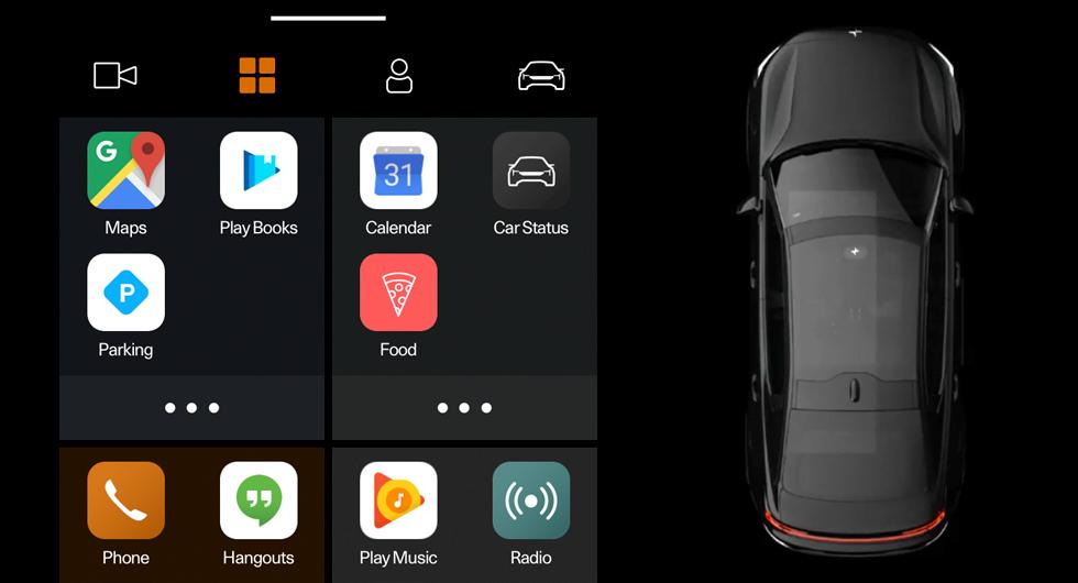 Googles gränssnitt i Polestar 2