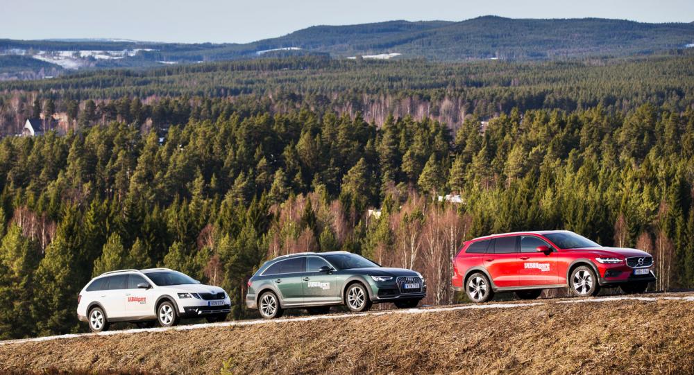 Testvärden: Audi A4 allroad, Skoda Octavia Scout, Volvo V60 Cross Country (2019)