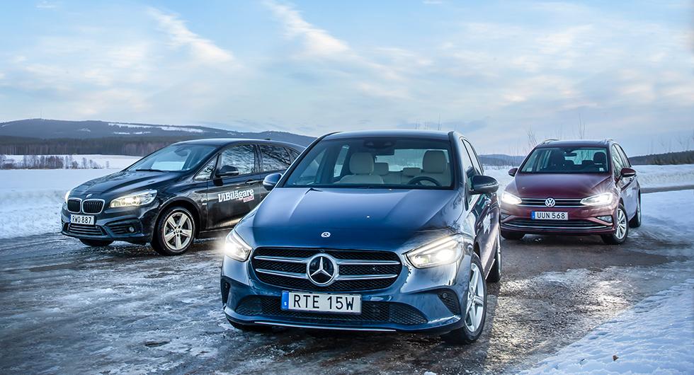 Ljustest: BMW 2-serie, Mercedes B-klass, Volkswagen Golf Sportsvan (2019)