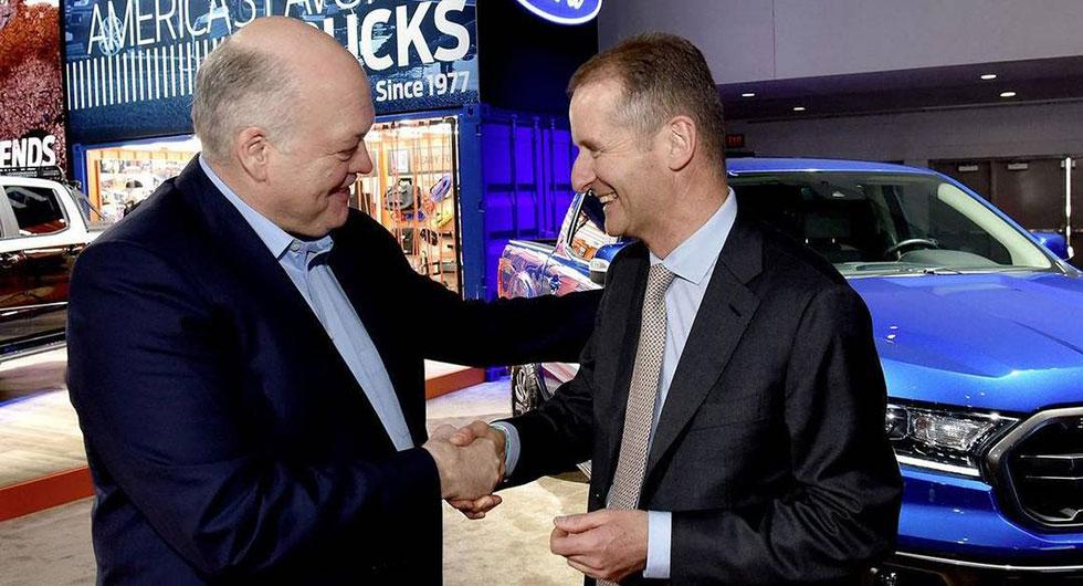 Jim Hackett, Ford, och Herbert Diess, Volkswagen. Foto: Volkswagen