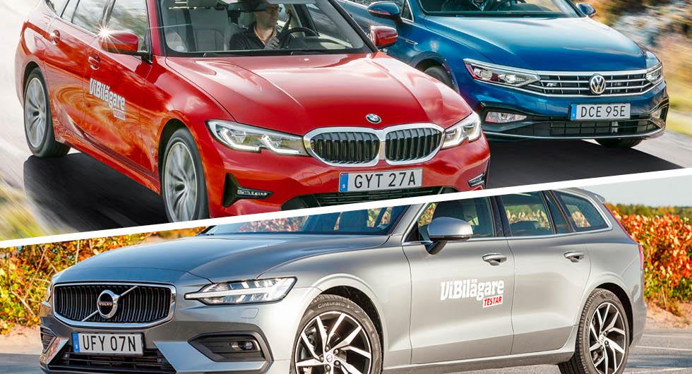 Test: BMW 3-serie, Volkswagen Passat och Volvo V60 (2019)