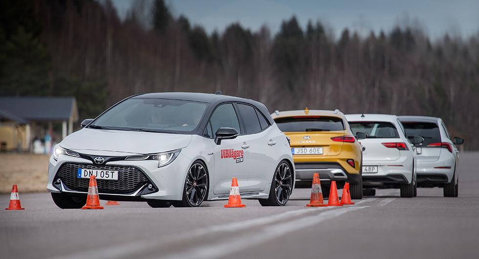 Testvärden: Kia XCeed, Skoda Scala, Toyota Corolla, Volkswagen Golf (2020)