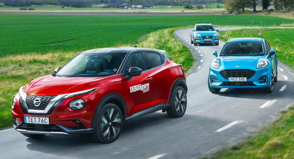 Rosttest: Ford Puma, Hyundai Kona och Nissan Juke (2020)