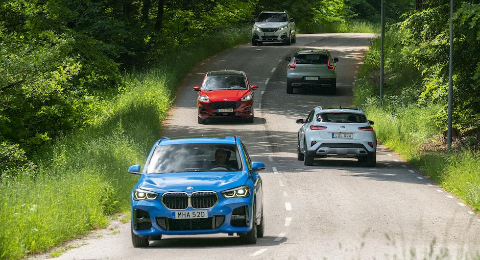 Ljustest: BMW X1, Ford Kuga, Kia XCeed, Peugeot 3008, Volvo XC40 (2020)