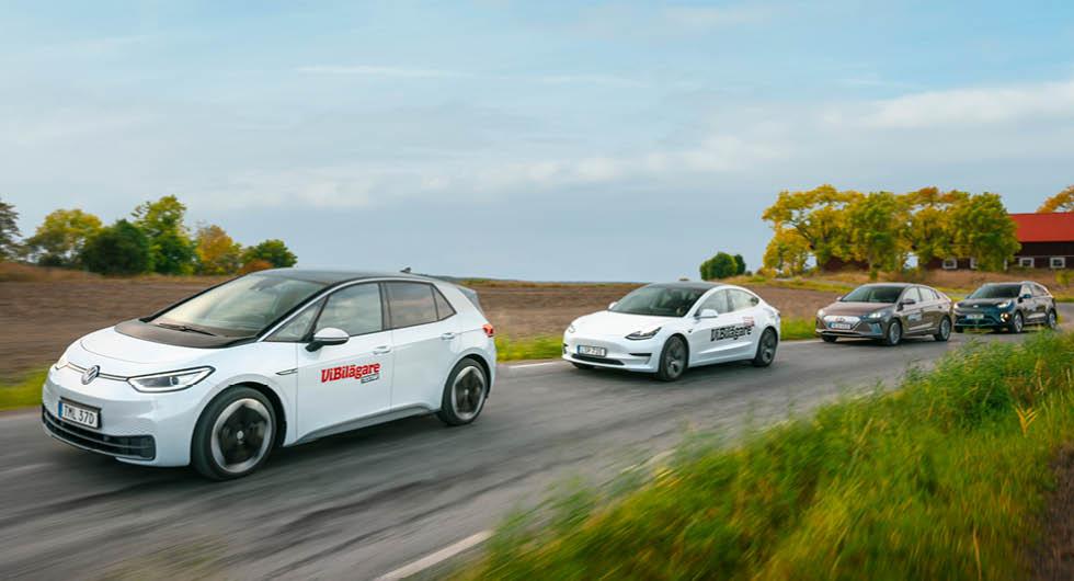 Test: Hyundai Ioniq, Kia e-Niro, Tesla Model 3 och Volkswagen ID.3 (2020)