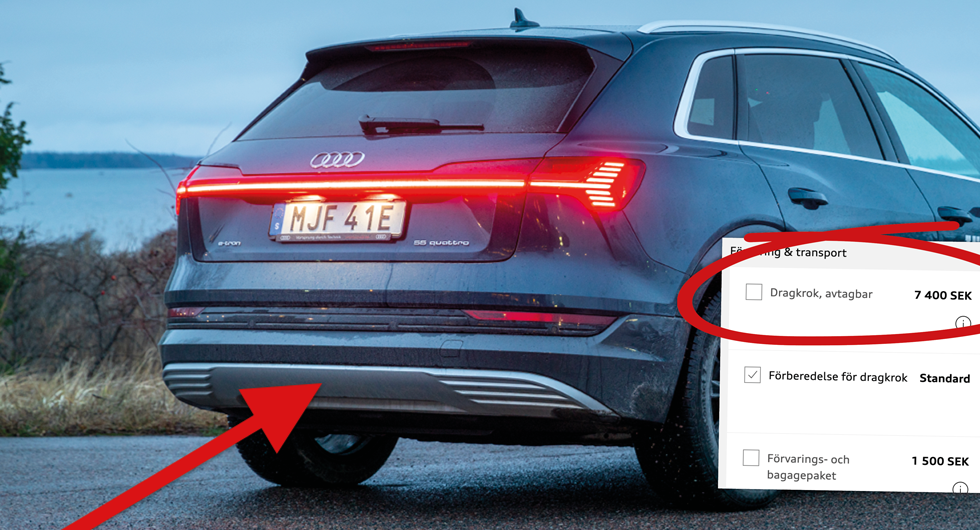 Dyrt att eftermontera dragkrok på Audi e-tron – kostar 25 000