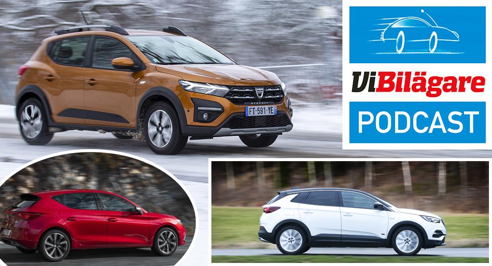 Dacia Sandero, Opel Grandland X Plug-In Hybrid och Seat Leon e-Hybrid