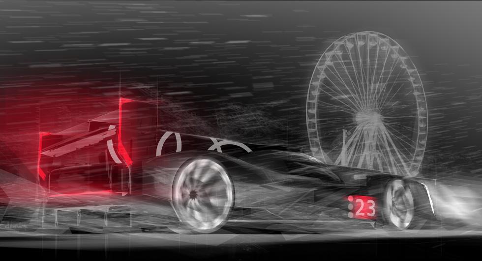 En illustration av hur den nya tävlingsbilen kan komma att se ut. Foto: Audi